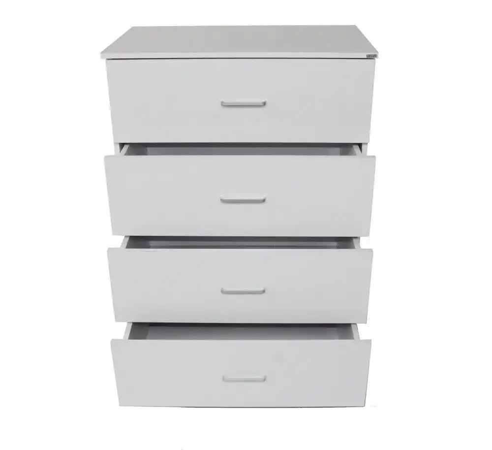 Modern 4-Drawer Chest Tallboy Storage Cabinet - White