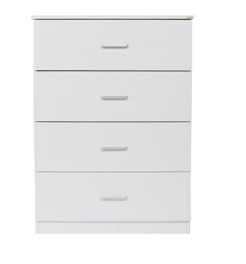 Design Square Modern 4-Drawer Chest Tallboy Storage Cabinet - White