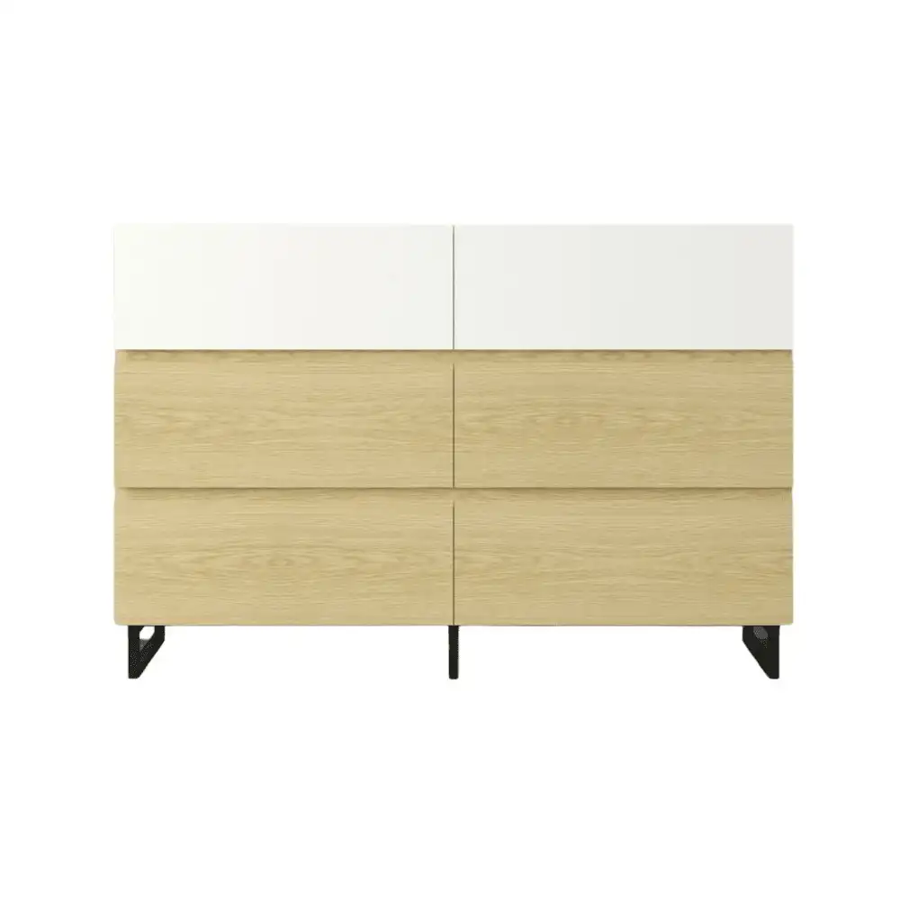 Otis Dresser Chest of 6-Drawers Storage Cabinet - Oak/White