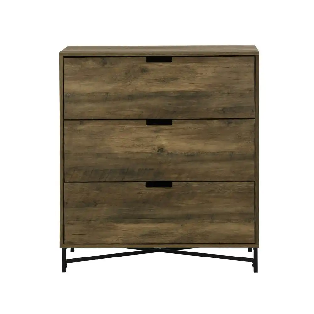 Elijah Industrial Chest Of 3-Drawers Tallboy Storage Cabinet - Old Wood