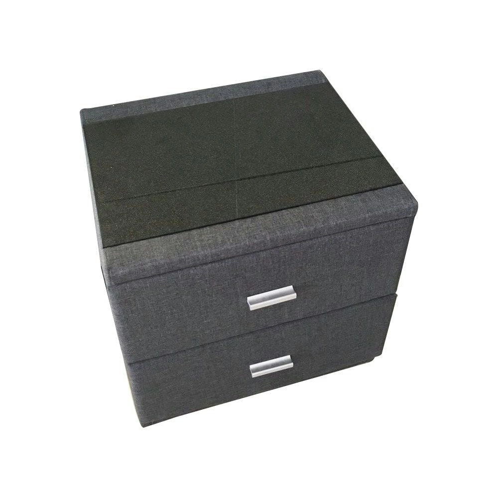 Our Home Elena Fabric 2-Drawers Bedside Nightstand Side Table - Dark Grey