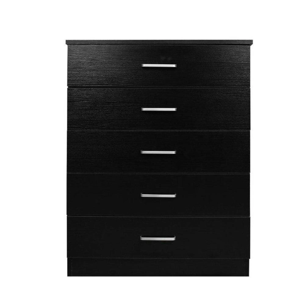 Design Square Modern 5-Drawer Chest TallBoy Storage Cabinet - Black