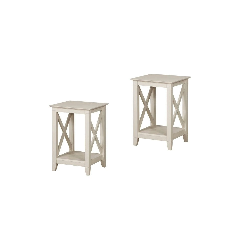 Maestro Furniture Set Of 2 Lorrel Modern Minimalist Square Wooden Side Table - Antique white