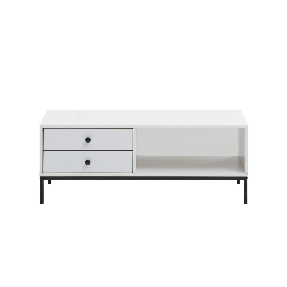 Design Square Urbano Rectangular Wooden Coffee Table W/ 4-Drawers - White/Black