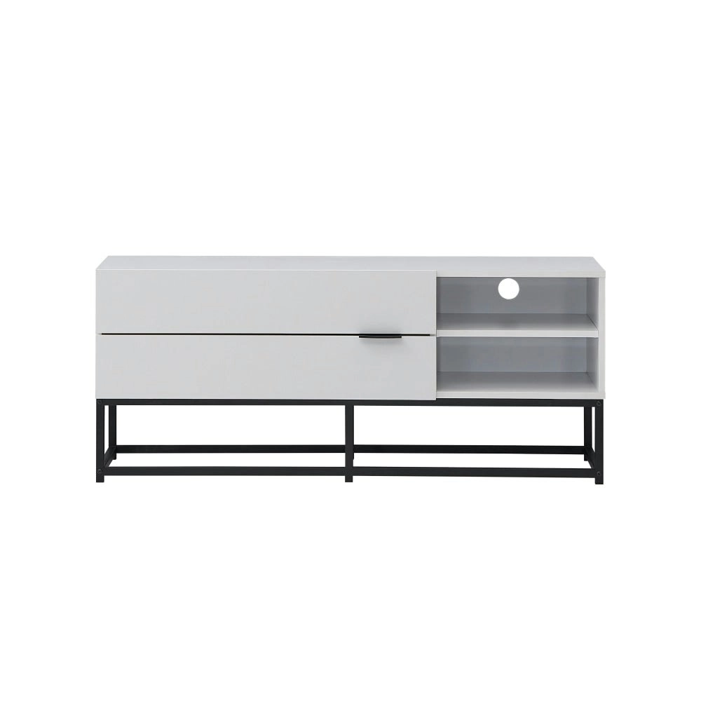 Design Square Brian Modern Compact Entertainment Unit TV Stand 120cm W/ 2-Drawers - White/Black