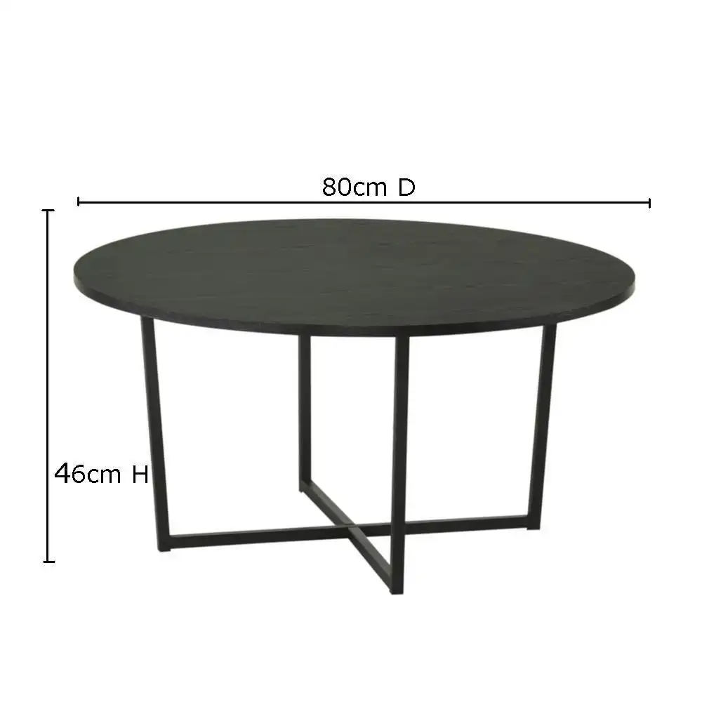 Archie Round Wooden Coffee Table 80cm - Black