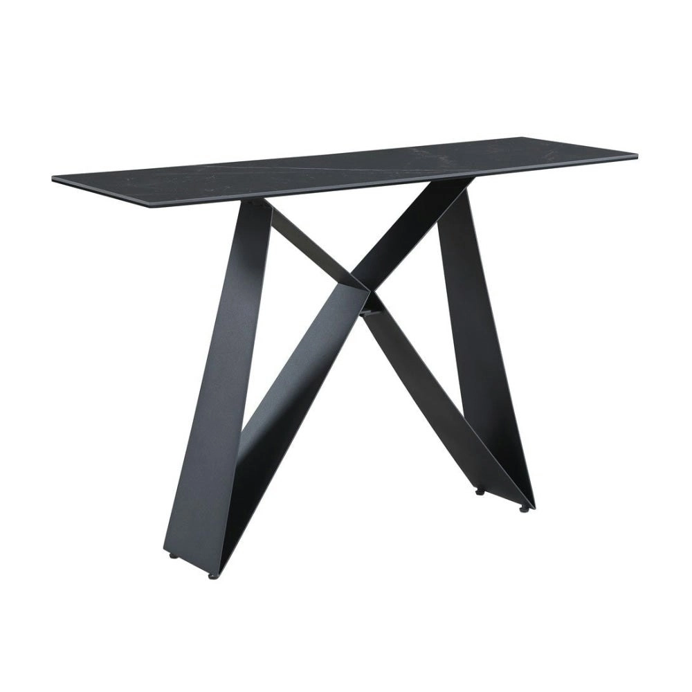 Raimon Furniture Moon Hallway Console Hall Table Ceramic Tempered Glass 120cm - Sable Black