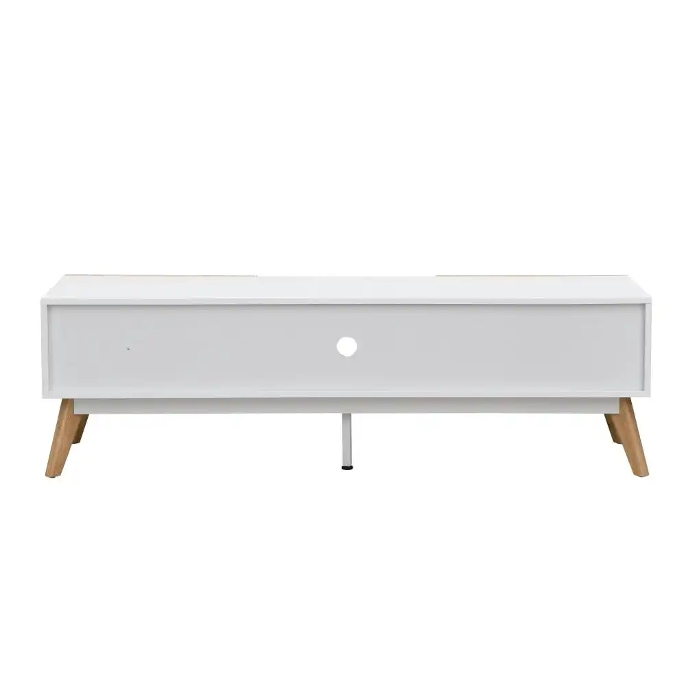 Design Square Autumn Scandinavian Lowline Entertainment Unit TV Stand W/ 2-Drawers 150cm - White/Oak