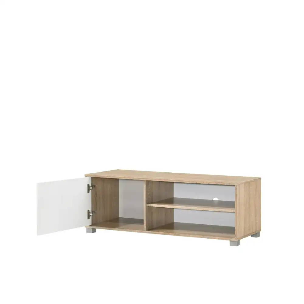 Design Square Aubree Compact TV Stand Entertainment Unit W/ 1-Door 120cm - Oak.White