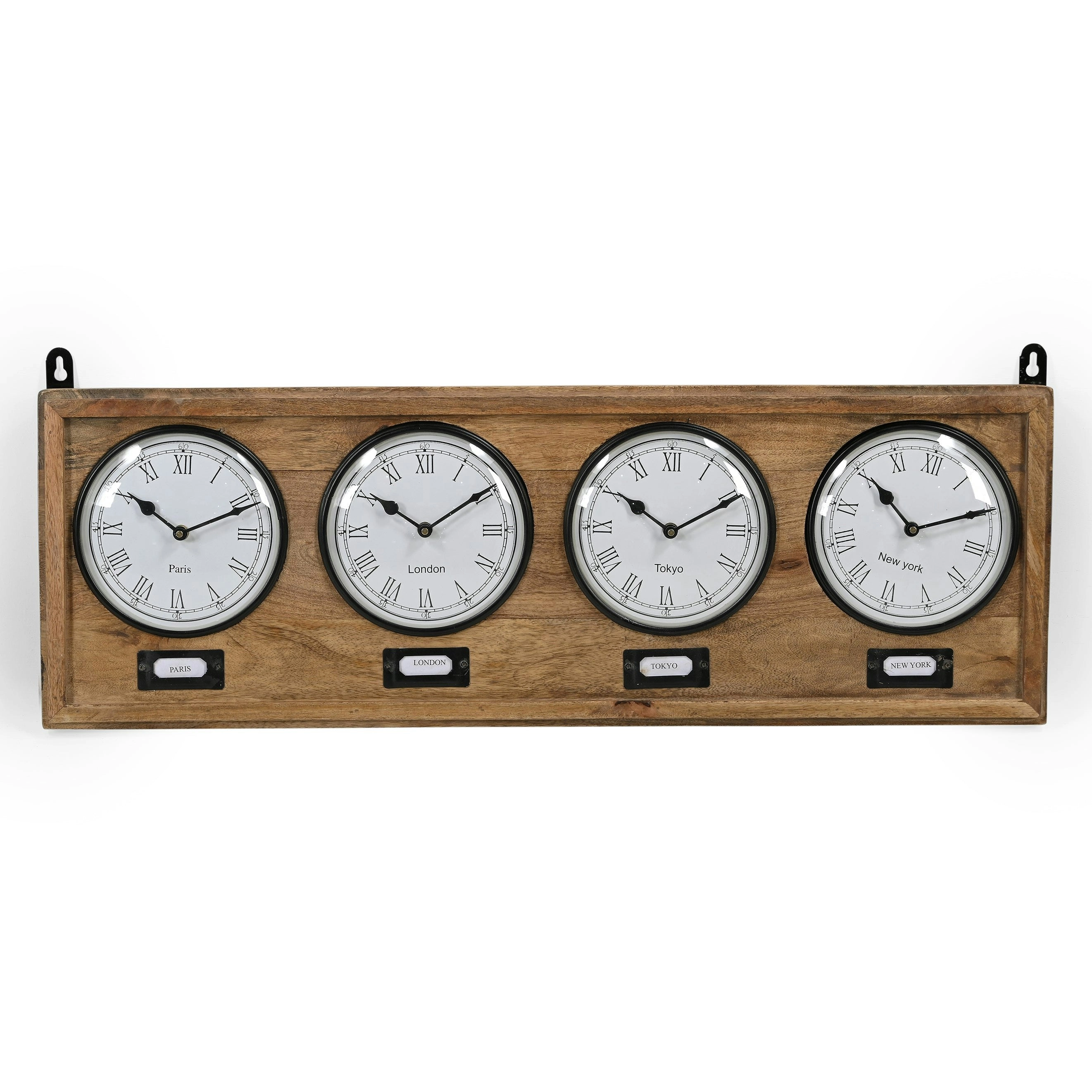 World Clock  Roman Numeral Timber