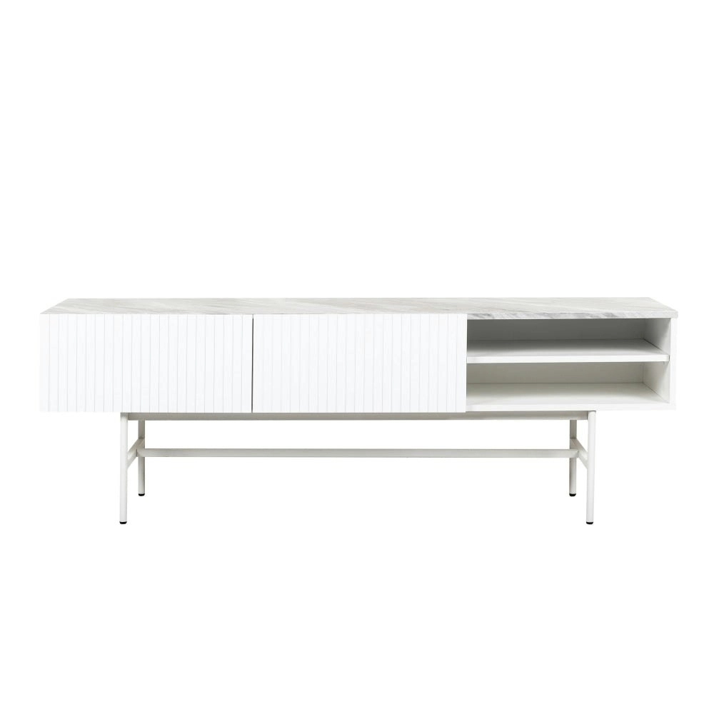 HomeStar Scarlett Faux Marble Look TV Stand Entertainment Unit 160cm - White