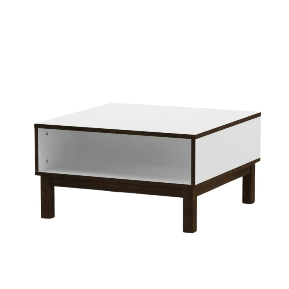 Design Square Maisie Square Wooden Open Shelf Coffee Table - White/Walnut