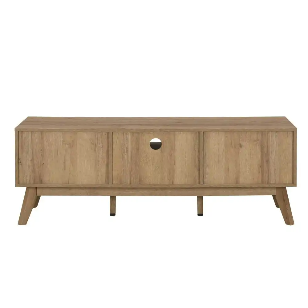 Design Square Eliana Modern Scandinavian Entertainment Unit TV Stand - Oak/Black