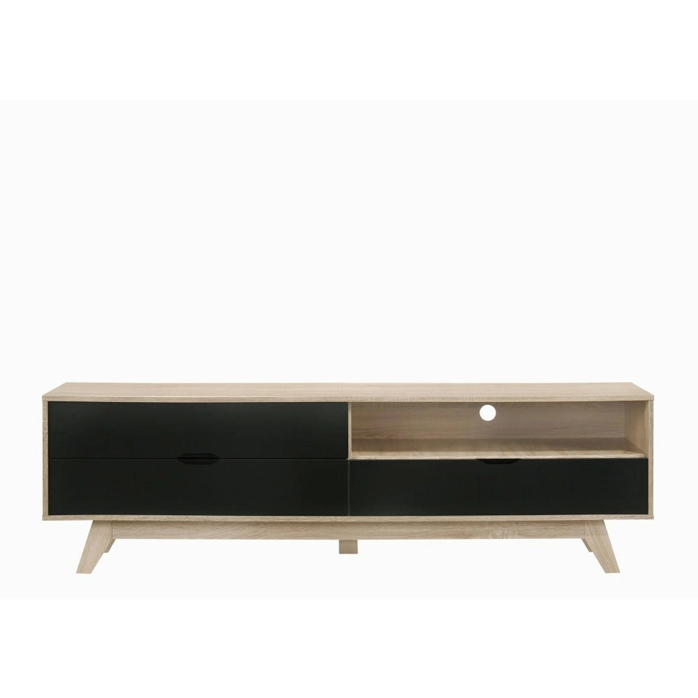 Design Square Aline TV Stand Entertainment Unit W/ 3-Drawers 180cm - Oak/Black