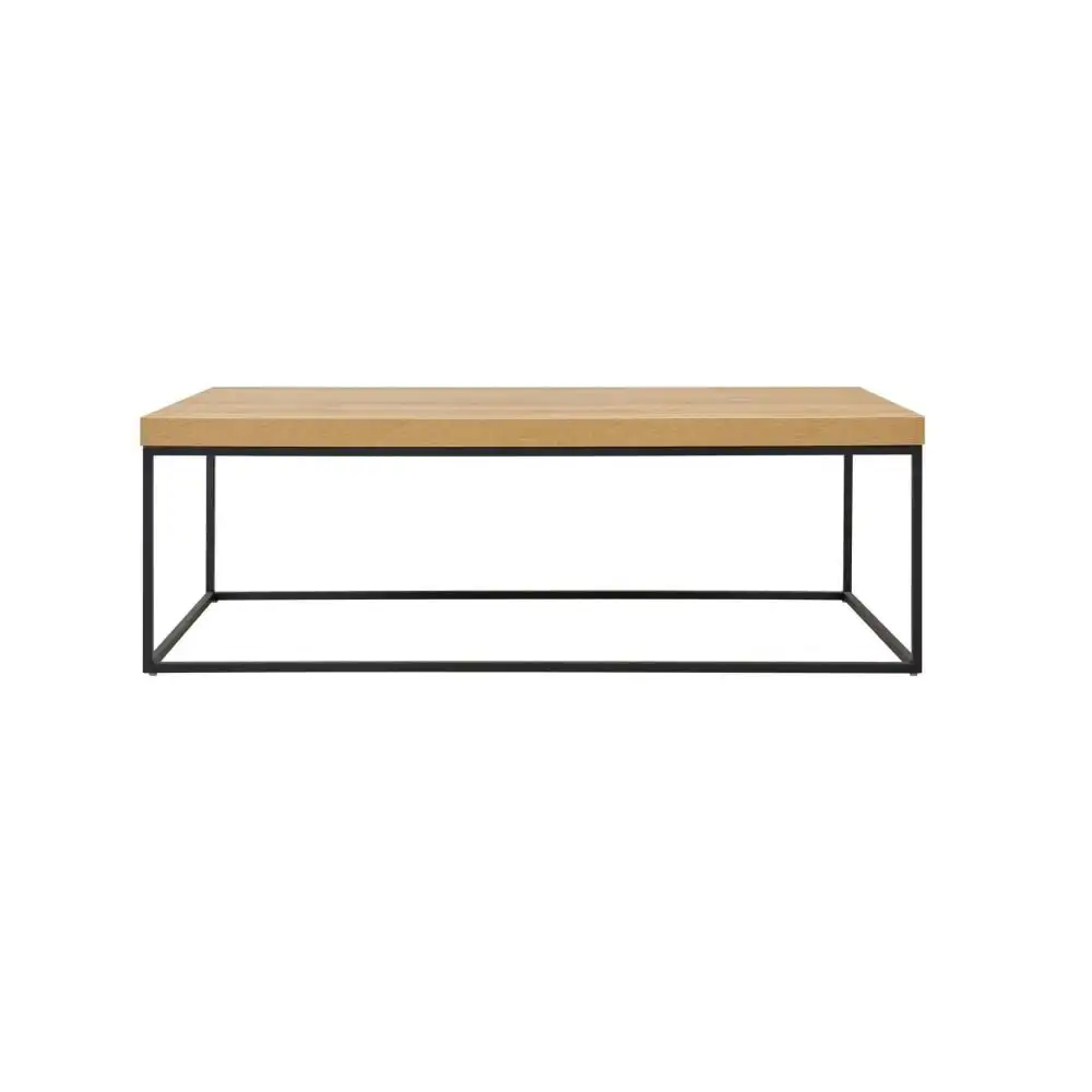 Modern Rectangular Wooden Coffee Table Metal Frame - Oak