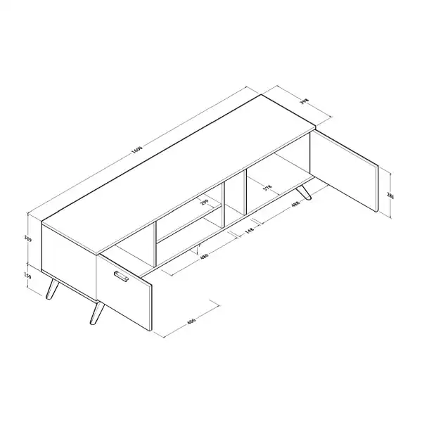 Abby TV Stand Cabinet Entertainment Unit 1.6m - Oak & White