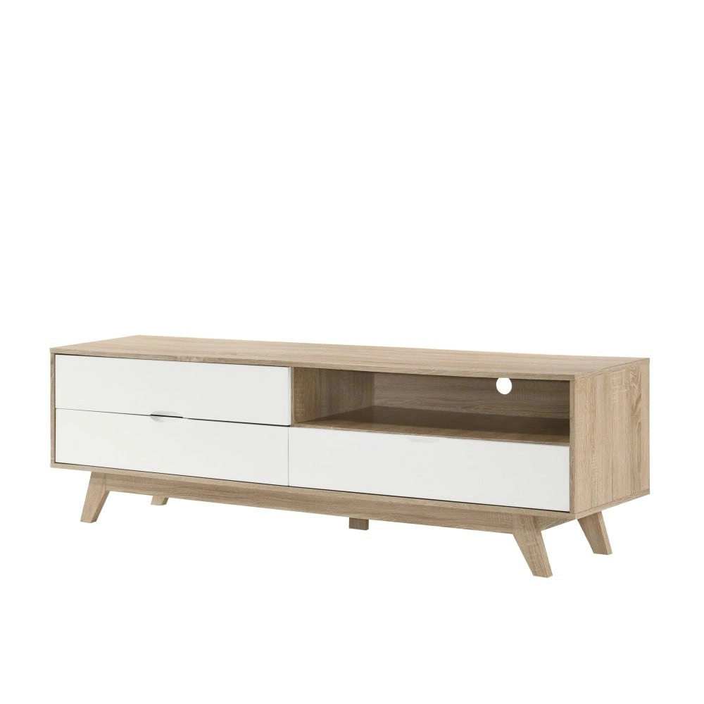 Design Square Aline TV Stand Entertainment Unit W/ 3-Drawers 180cm - Oak/White