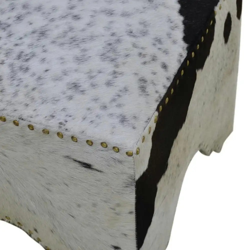 Studded Handmade Handcraft Cowhide Foot Stool Ottoman