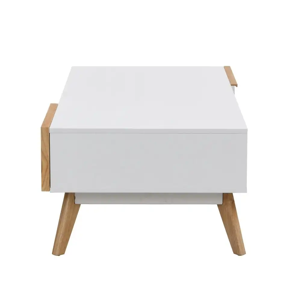 Autumn Scandinavian Rectangular Coffee Table W/ 2-Drawers - White/Oak