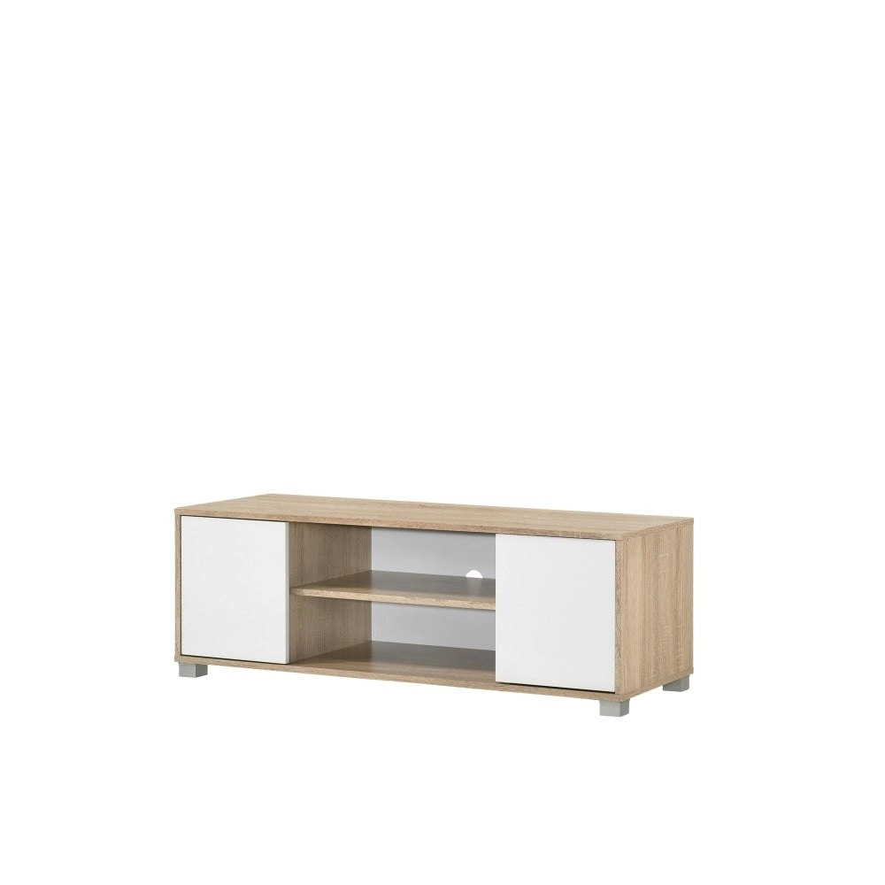 Design Square Aubree Compact TV Stand Entertainment Unit W/ 2-Door 120cm - Oak.White