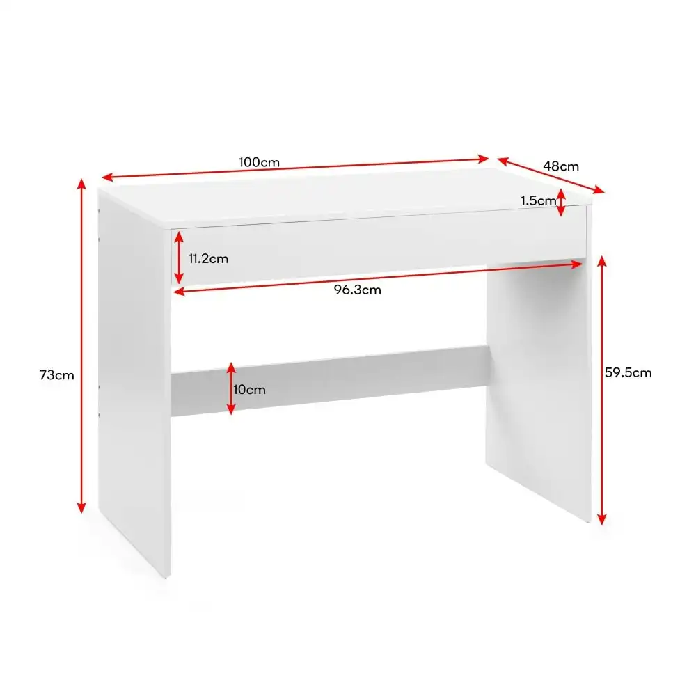 Design Square Marias Computer Study Home Office Desk W/ 1-Drawer - White