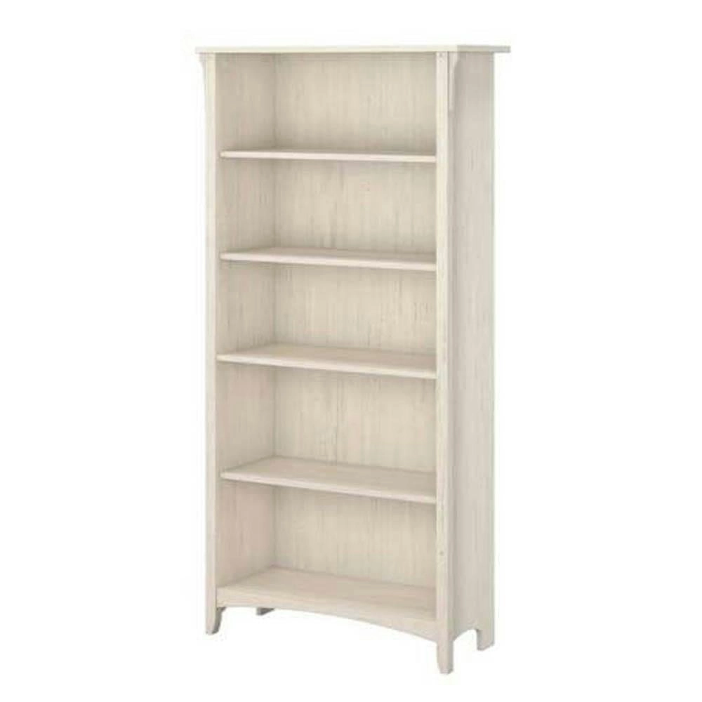 Maestro Furniture Salinas Stockton 5 Shelf Bookcase Display Storage Cabinet - Antique White