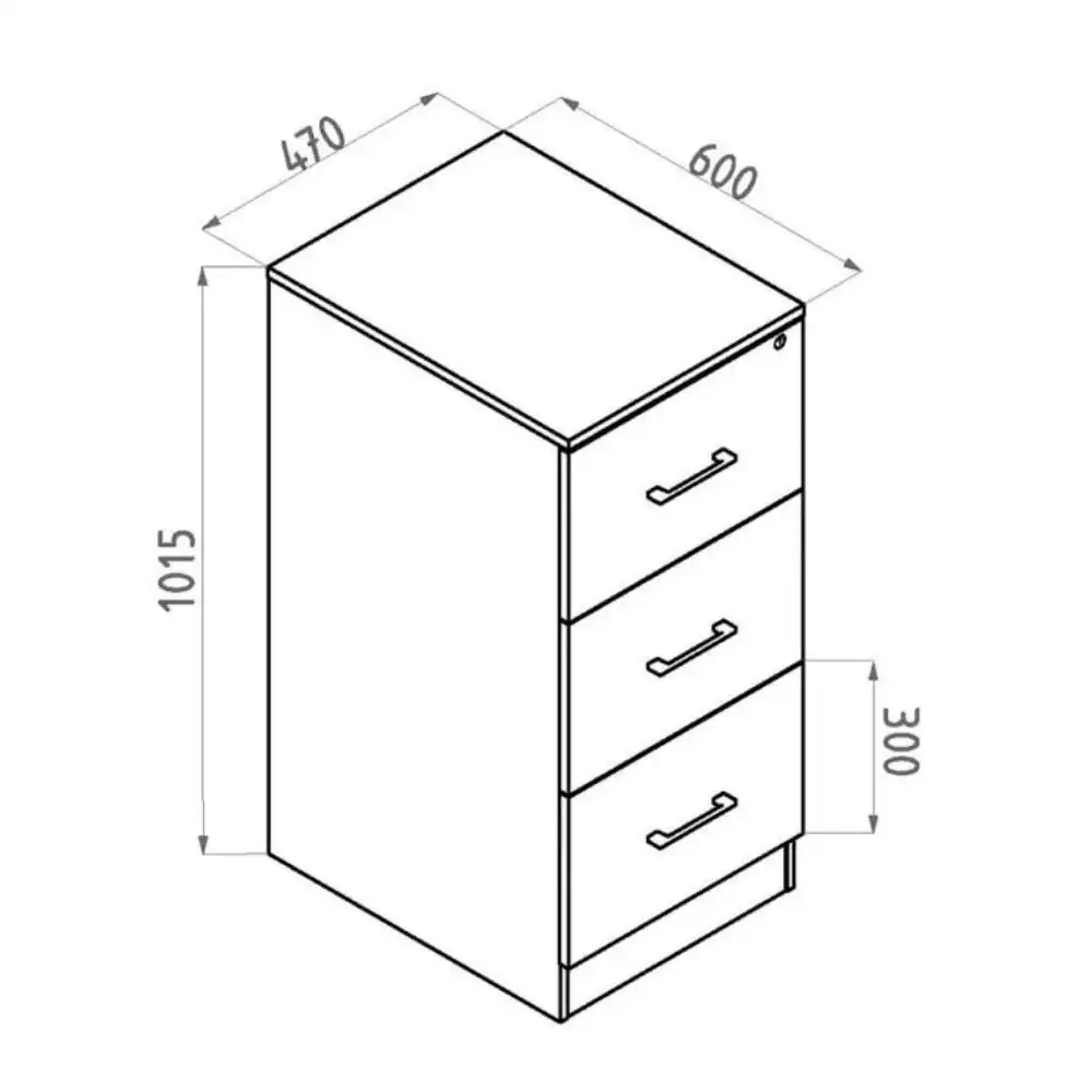 Mantone 3 Drawer Filing Cabinet Storage - Select Beech/Ironstone