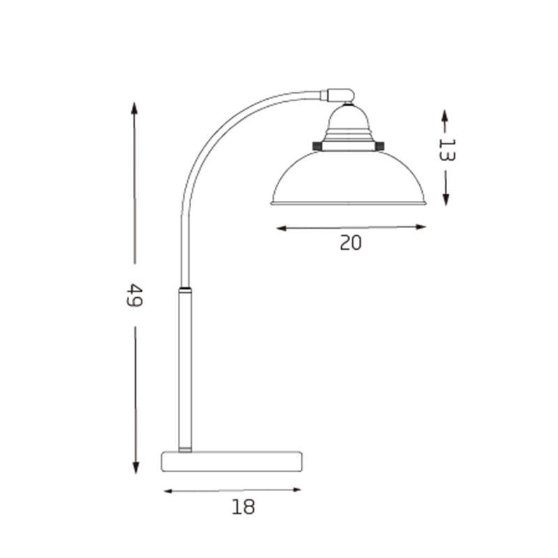 Oxford Modern Scandinavian Curved Arc Table Lamp - Antique Chrome