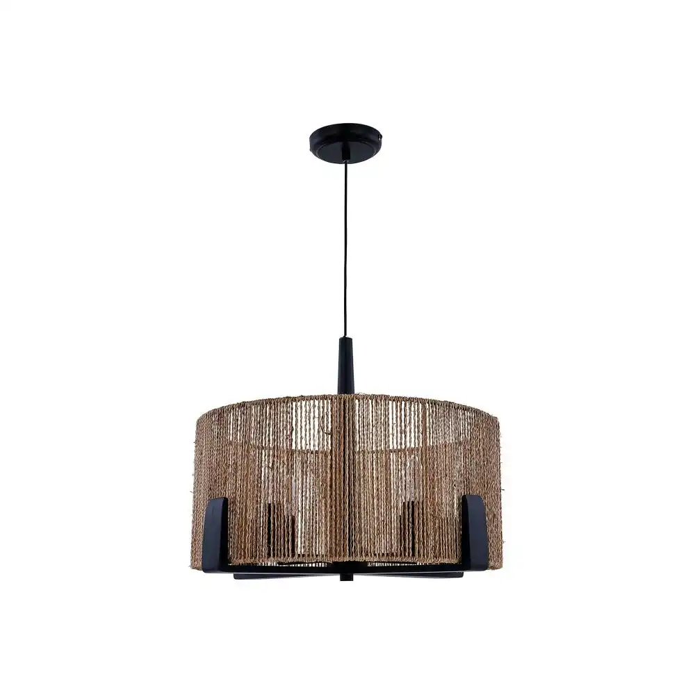 Oakley Modern Classic Rattan Shade Pendant Lamp Light Black