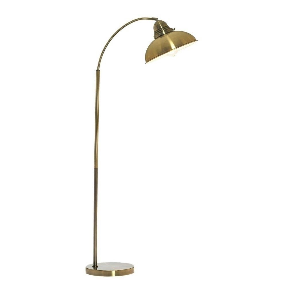 Oxford Modern Scandinavian Curved Arc Metal Standing Floor Lamp - Weathered Brass