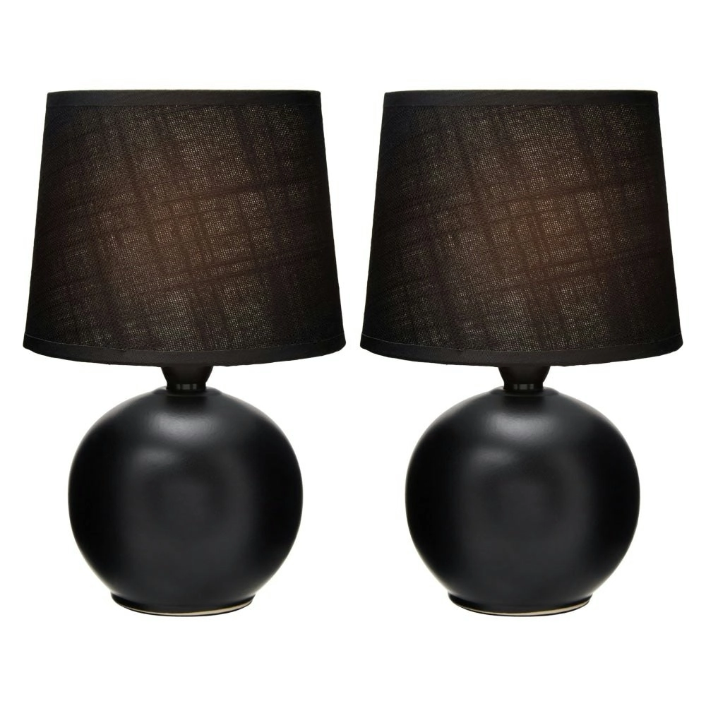 Set of 2 Capri Ceramic Base Modern Round Table Lamp - Black