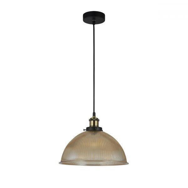 Livia Hanging Pendant Lamp Glass Shade - Black / Amber