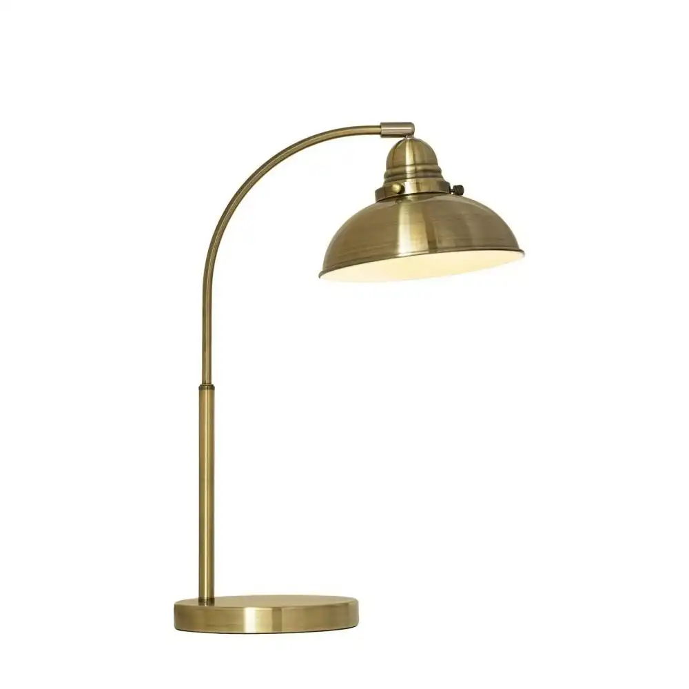 Oxford Modern Scandinavian Curved Arc Table Lamp - Weathered Brass