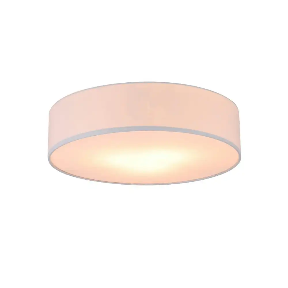 Apollo 3LT Round Ceiling Light Fabric Shade - White