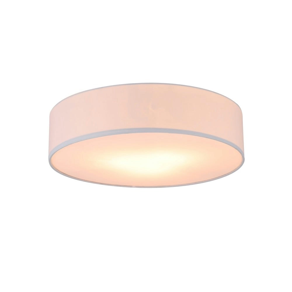 Apollo 3LT Round Ceiling Light Fabric Shade - White