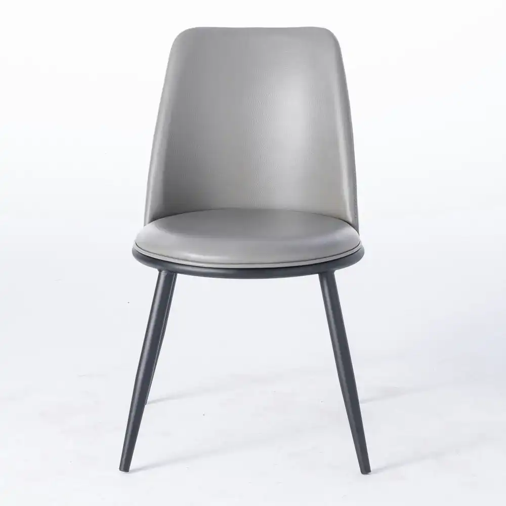 Our Home Set Of 2 Tobias Modern PU Leather Dining Chair - Grey & Black