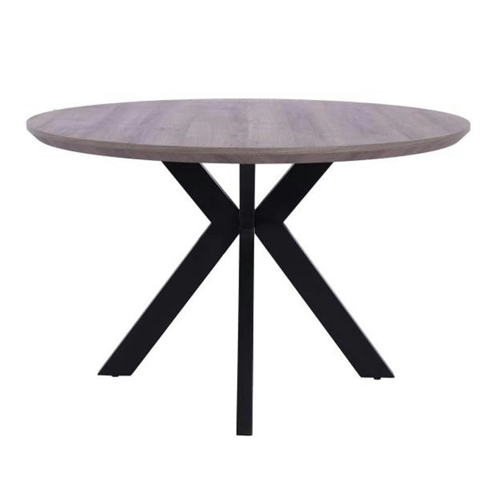 Raimon Furniture Oriel Round Dining Table 120cm - Black Metal Frame - Grey Oak