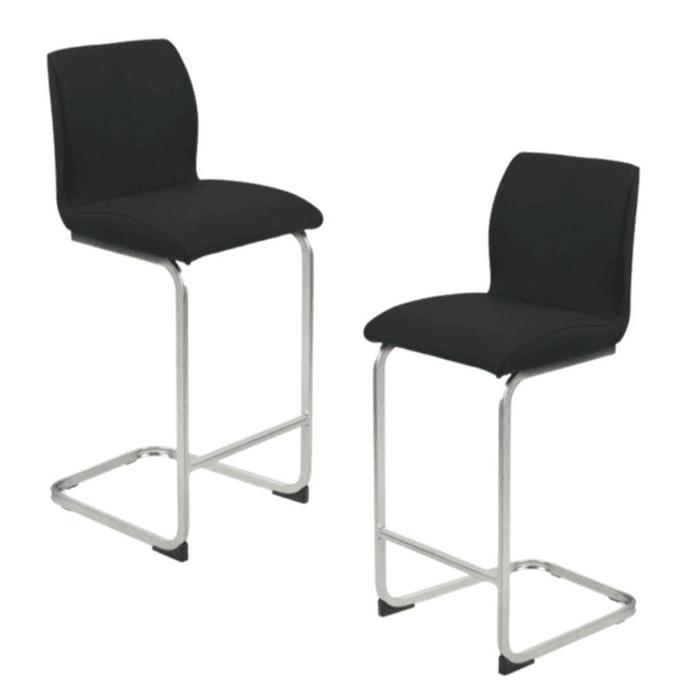 Raimon Furniture Set Of 2 Minga Eco Leather Kitchen Counter Bar Stools - Black