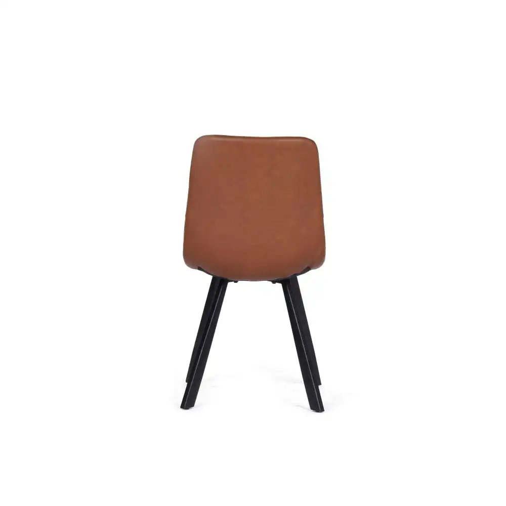 Set Of 2 Kim Faux Leather Kitchen Dining Chair - Cognac