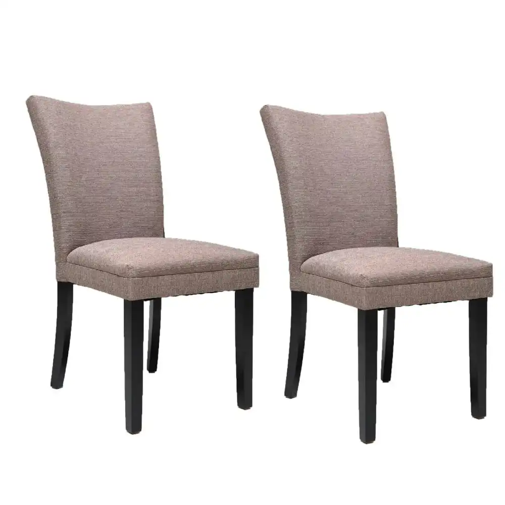 Set Of 2 Fabric Wooden Cafe Kitchen Dining Chair - Brown