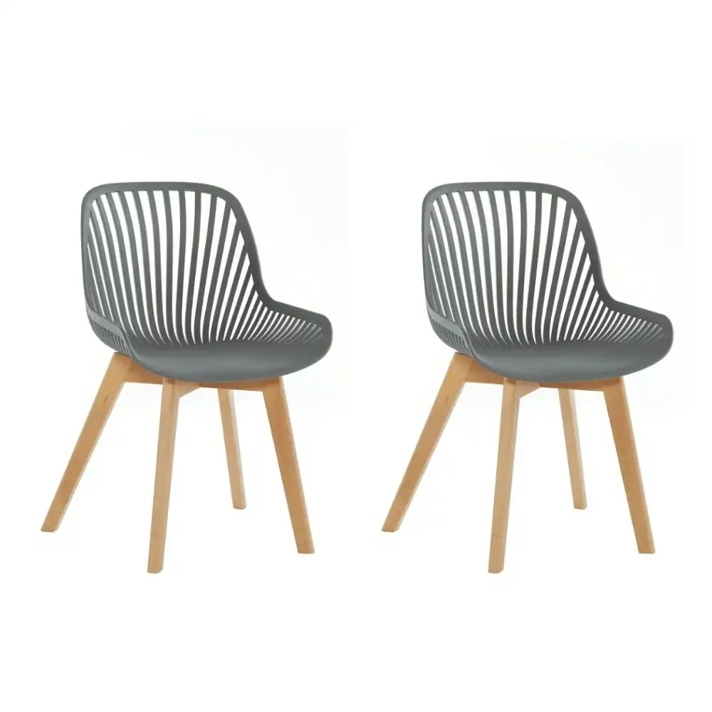 Set Of 2 Amira Kitchen Dining Chairs - Grey/Oak