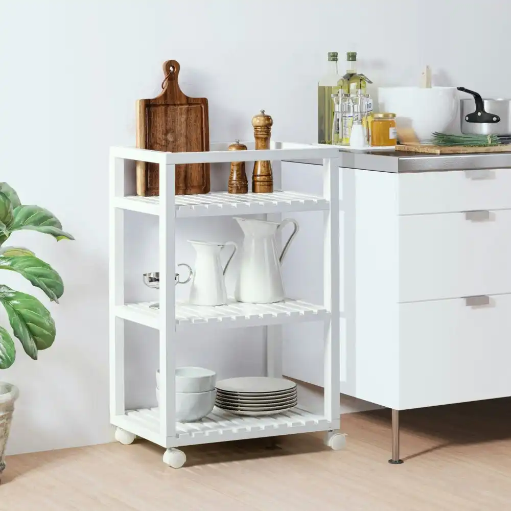 Design Square Amy Kitchen Trolley 3-Shelf Storage - White