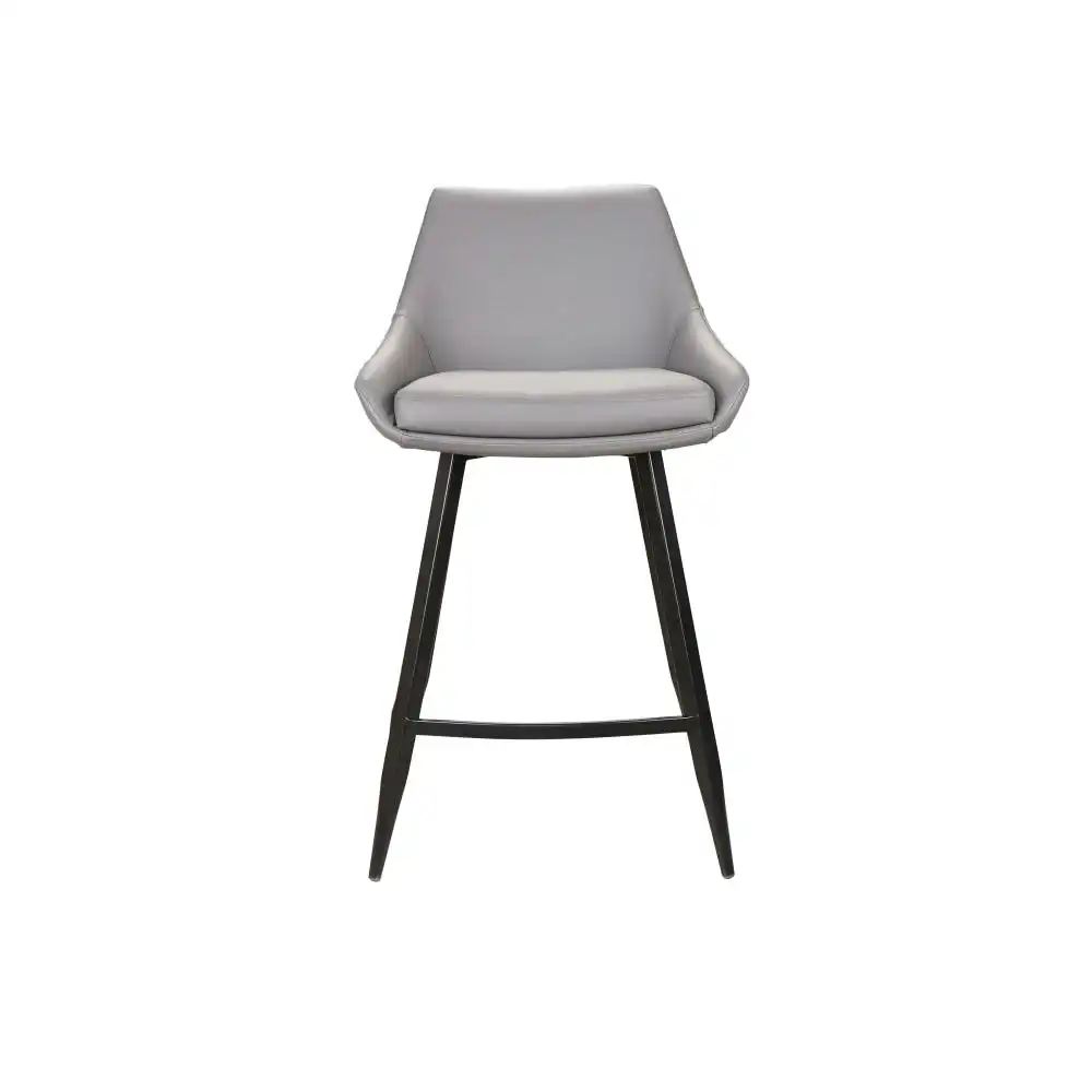 Raimon Furniture Set Of 2 Giannis Eco Leather Kitchen Counter Bar Stool Metal Legs - Grey