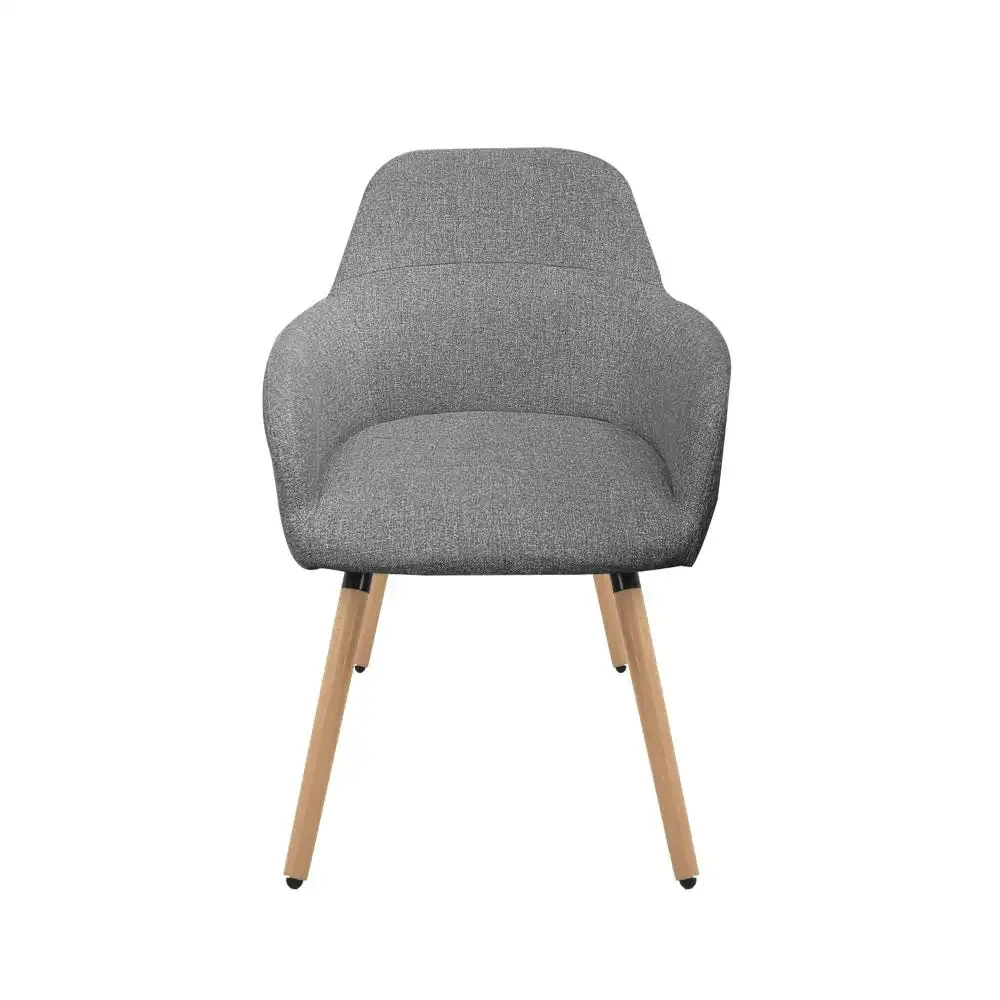 HomeStar Set Of 2 Verona Fabric Dining Chair Wooden Legs - Grey