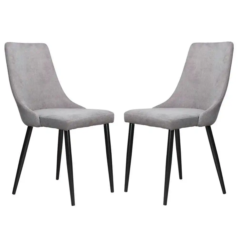 Raimon Furniture Set of 2 Arty Fabric Dining Chair Black Metal Legs - Grey