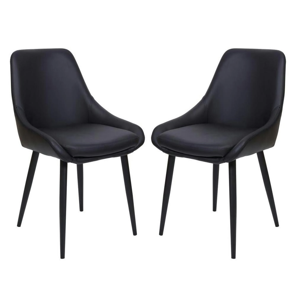 Raimon Furniture Set Of 2 Marco Faux Leather Dining Chair Metal Legs - Black