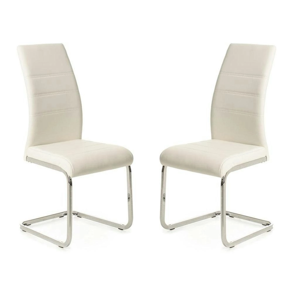 Raimon Furniture Set of 2 Giara Faux Leather Dining Chair Chrome Legs - White