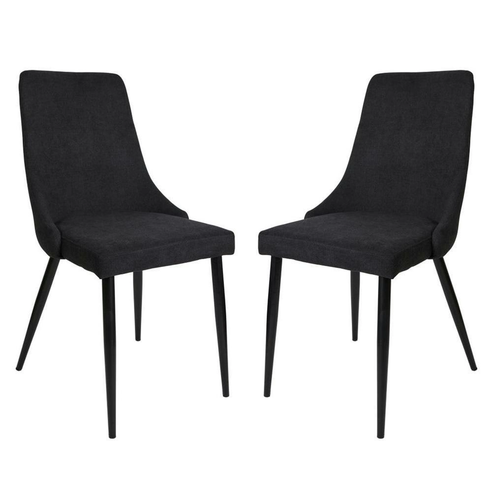 Raimon Furniture Set Of 2 Arty Fabric Dining Chair Black Metal Legs - Charcoal