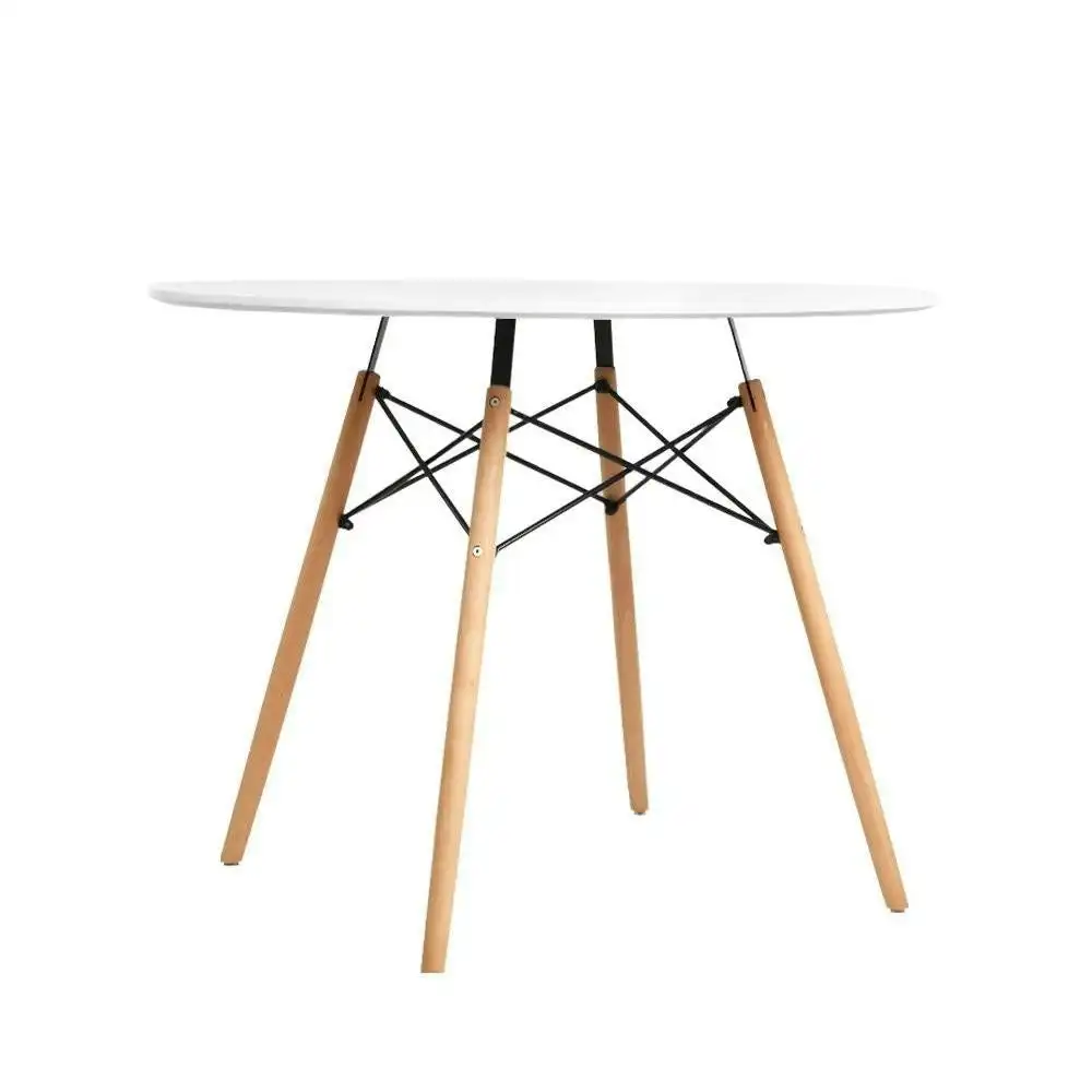 Dining Table Round 4 Seater Replica Tables Cafe Timber White 90cm