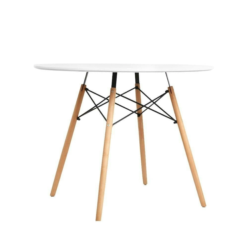 Dining Table Round 4 Seater Replica Tables Cafe Timber White 90cm